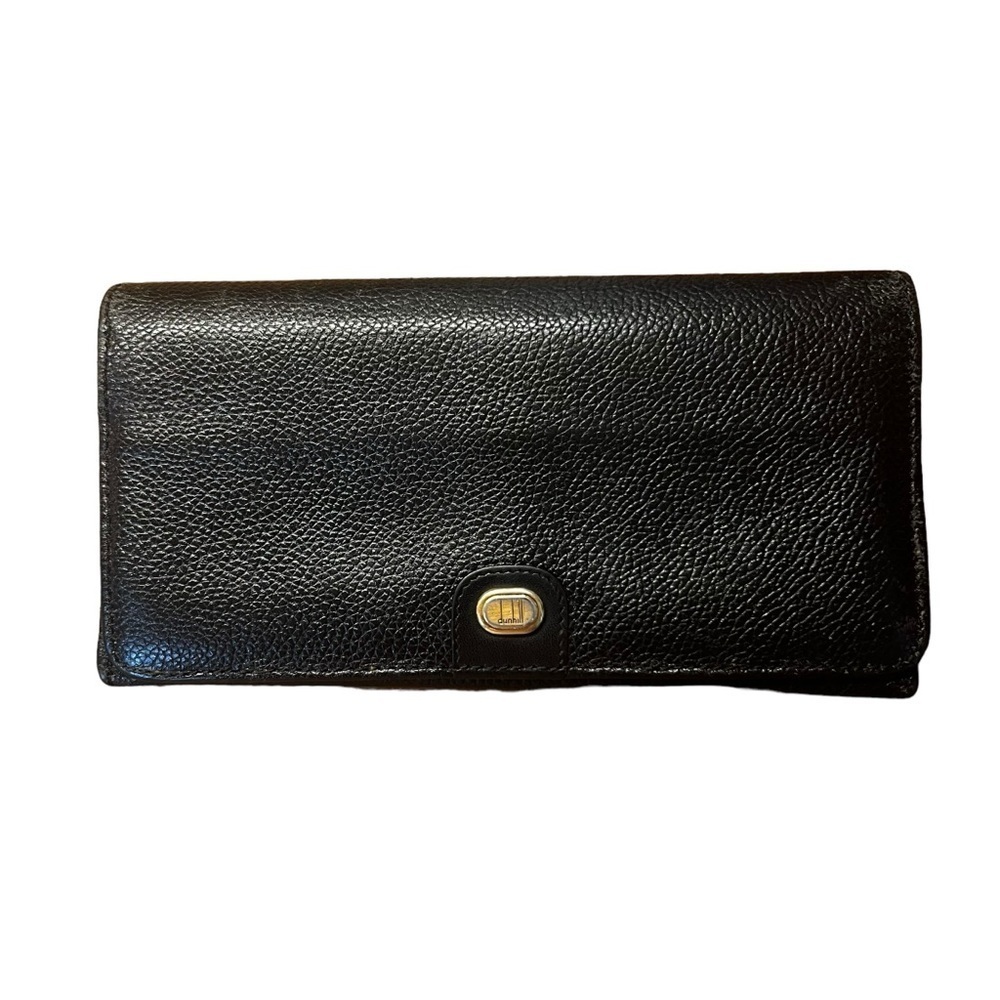 DUNHILL Long Wallet in Black Pebbled Leather Unisex